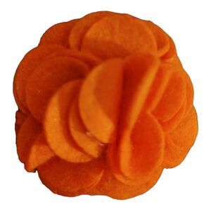 MEN'S LARGE SOLID ORANGE WEAVE LAYERED LAPEL PIN FLOWER.
